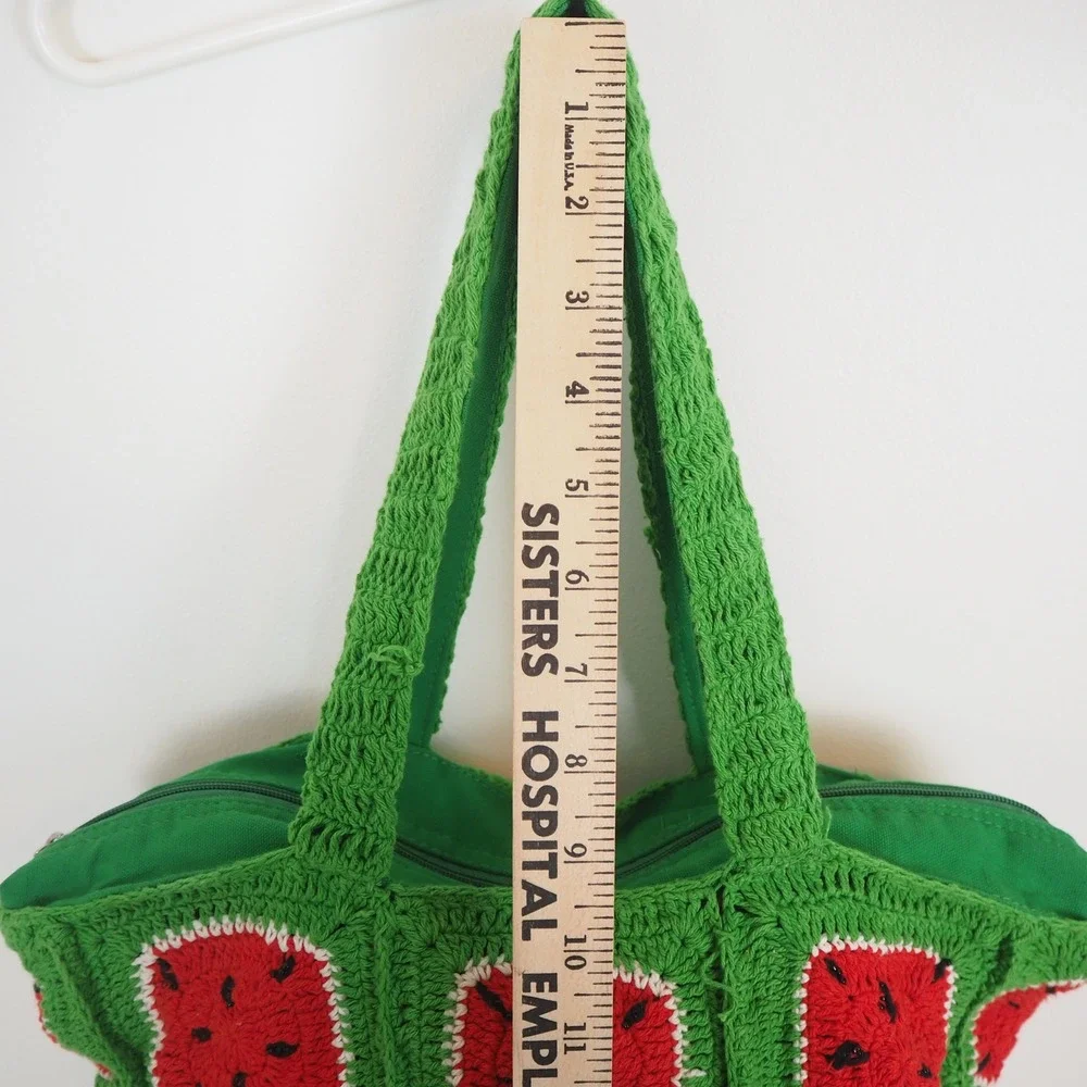 AMERICA & BEYOND Crochet Granny Square Watermelon Tote Bag Summer Beach Cottage‎